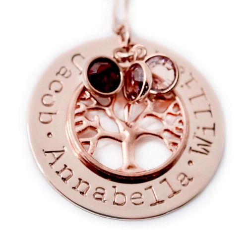  Love It Personalized Rose Gold Family Tree Birthstone Necklace, Personalized Jewelry, Christmas Gift for Grandma Mom