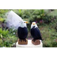 LoveNesting American Bald Eagle Cake Topper:Bride and Groom Love Bird Wedding Cake Topper in Brown, White and Yellow