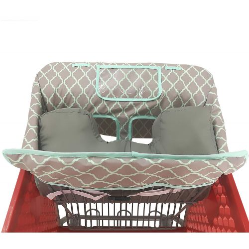  [아마존베스트]Love&go Soft Pillow Attached 2-in-1 Shopping Cart and High Chair Cover for Baby~Padded~Foldn Roll Style~Portable with Free Carry Bag (Grid)