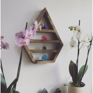 Lovelifewood Crystal display shelf, altar, wooden altar, shrine, chakra, diamond shelf, pyramid shelf, bohemian decor, dimond altar, crystals, geodes