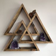 Lovelifewood Valknut, THE ORIGINAL DESIGNER, display shelf, centerpiece, crystal display shelf, triple triangle, triangle shelf, gothic, viking, pagan,