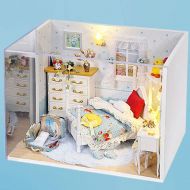 Loveloli Handmade Construction Kit Handmade Mini Modern Apartment Model Miniature Dollhouse Wooden Furniture Kit Best Birthday for Boys and Girls (Color:White)