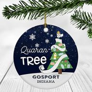 Lovely Decorations Quarantine Christmas Ornament - Funny Xmas Ornament Quaran Tree With Name City Gosport Indiana IN State - Merry Christmas Holiday Social Distancing Ornaments 3 Plastic