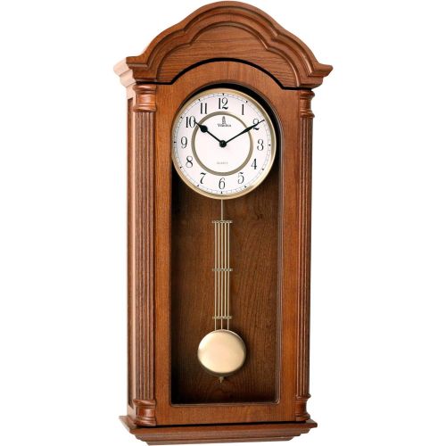  Verona Clocks Best Pendulum Wall Clock, Silent Decorative Wood Clock Swinging Pendulum, Battery Operated, Large Carved Wooden Design Living Room, Kitchen, Office & Home Decor, 26 x