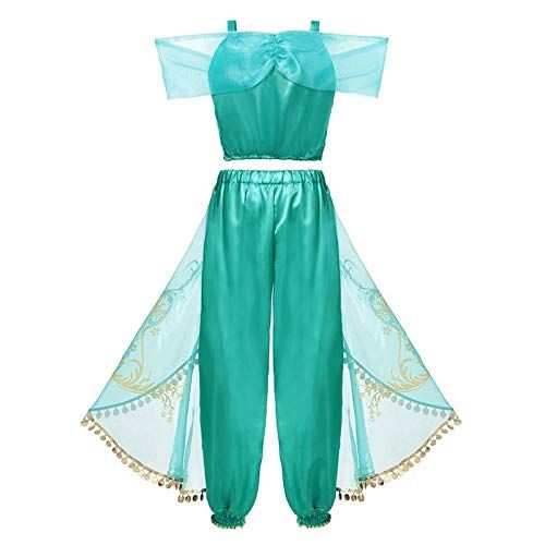  Lovely Mermaid Arabian Princess Aladdin Dress up Costume Girls Sequined Jasmine Cosplay Kids Halloween