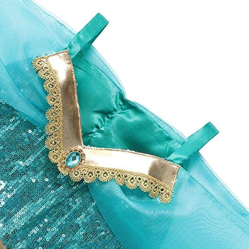  Lovely Mermaid Arabian Princess Aladdin Dress up Costume Girls Sequined Jasmine Cosplay Kids Halloween