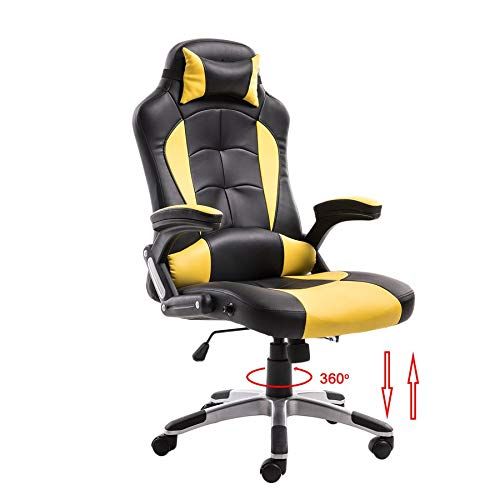  Lovelysunshiny Adjusting Headrest High-Back PU Leather Racing Gaming Chair with Armrests