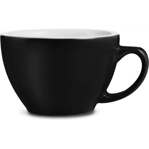  [아마존베스트]LOVERAMICS Egg Style Cappuccino Cup and Saucer, 200ml (6.7 oz) (Black, 2)