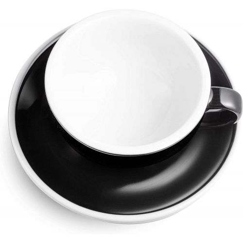  [아마존베스트]LOVERAMICS Egg Style Cappuccino Cup and Saucer, 200ml (6.7 oz) (Black, 2)