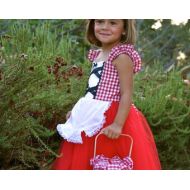 Loverdoversclothing Little Red Riding hood DRESS tutu dress red gingham retro apron dress costume for girls and toddlers