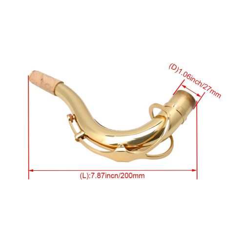  Lovermusic 27.5mm Port Golden Copper Saxophone Bend Neck for Tenor Saxophone