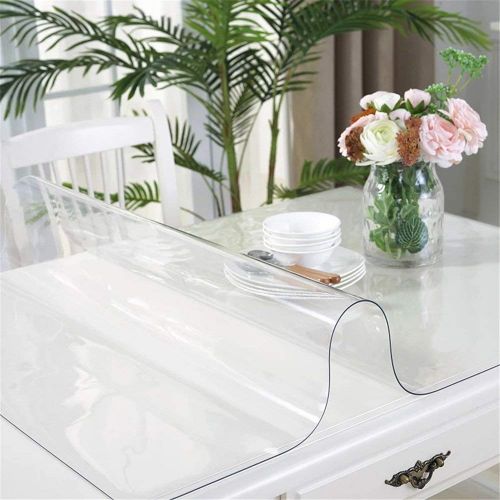  Lovers Crystal Clear Plastic Table Cover,Waterproof PVC Table Protector Square Vinyl Non-Slip Multiple Sizes Desk Pad Mat,Clear1.5mmThick,31x31inch