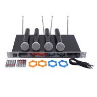 Lovescenario 4 Channel Radigs High Frequency 1 For 4 Mic UHF Wireless Microphone System(color:black)(size:)