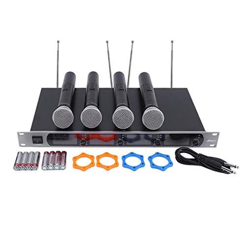  Lovescenario 4 Channel Radigs High Frequency 1 For 4 Mic UHF Wireless Microphone System(color:black)(size:)