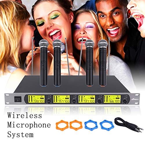  Lovescenario 4 Channel Radigs High Frequency 1 For 4 Mic UHF Wireless Microphone System(color:black)(size:)