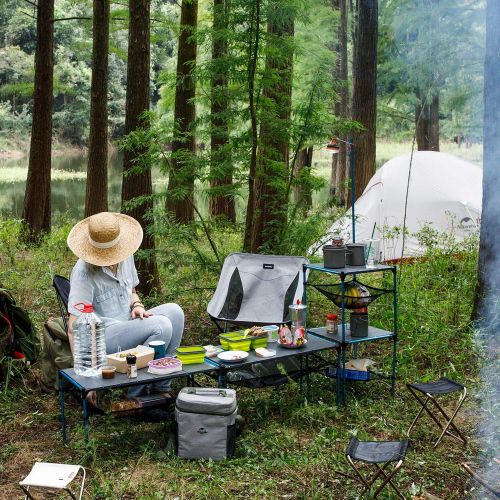  Lovescenario Camping Table Set Portable Durable Camping Table Outdoor Aluminium Alloy Foldable Folding Picnic Table Ultralight for Hiking Picnic Table