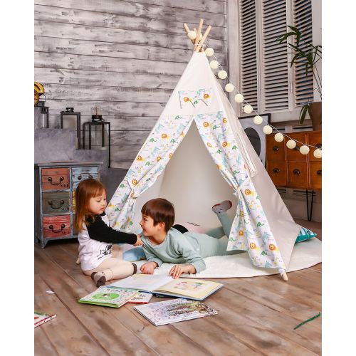  LoveTree 4-Pole Teepee Kids Indoor Princess Castle Play House Tent, White  Lion