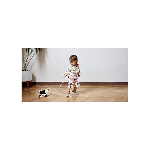  LOVEVERY |The Pull Pup | Wooden Push Pull Toy, Black/White/Natural Wood, Sustainable Toy for Toddler, Ages 18+ Months