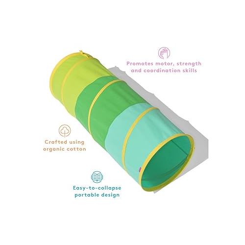  LOVEVERY | The Organic Cotton Play Tunnel | Pop-Up & Collapsible Play Tunnel with Organic Cotton Carrying Case, Toddler Gift for Indoor and Outdoor Game, Multicolor, Ages 12+ Months