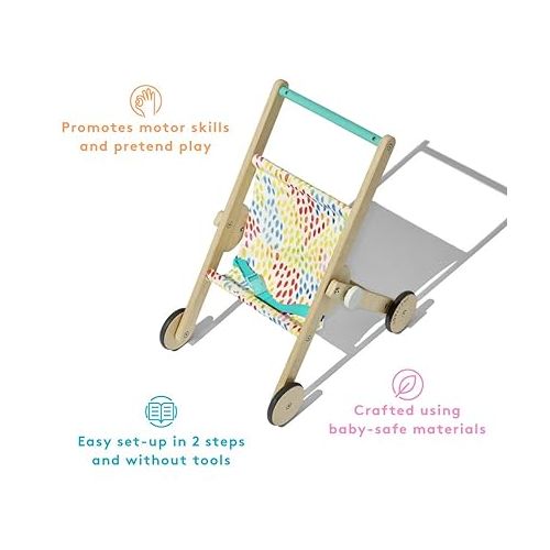  LOVEVERY | The Buddy Stroller | Wooden Toy Doll Stroller for Pretend Play, Ages 12 Months+