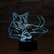 Lovevv Cat 3D Night Lamp Animal Variable LED Mood lamp 7 Color USB 3D Illusion Table Lamp Decorative Home Children Toy Gifts