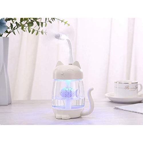  Lovhome 3 in 1 Cool Mist White Cat Humidifier included USB Fan,USB Lamp and 7- Color Night Light features with free (1 x fruit Coaster)