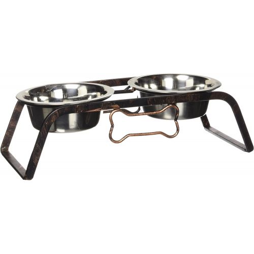  Loving Pets Black Label Collection Rustic Bone Diner for Dogs, Aged Copper