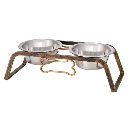  Loving Pets Black Label Collection Rustic Bone Diner for Dogs, Aged Copper