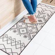 LovingWay Geometry Stripes Kitchen Rug Anti Slip Rectangular Bedroom Floor Comfort Mat 15x59 Inch