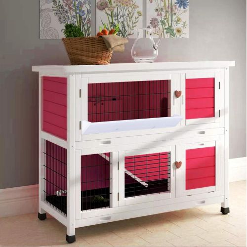  Lovupet 40 2-Story Bunny Rabbit Hutch-Guinea Pig House-Small Animal House 0323 (Red)