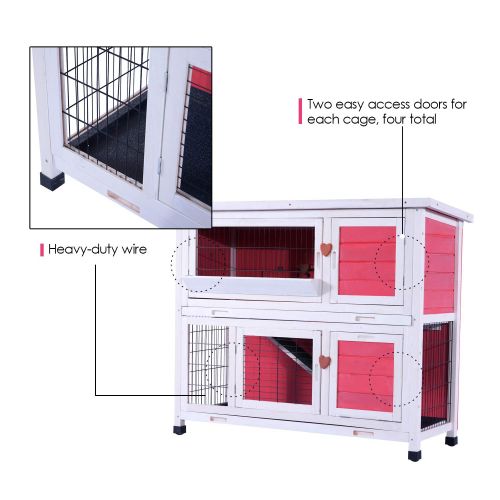  Lovupet 40 2-Story Bunny Rabbit Hutch-Guinea Pig House-Small Animal House 0323 (Red)