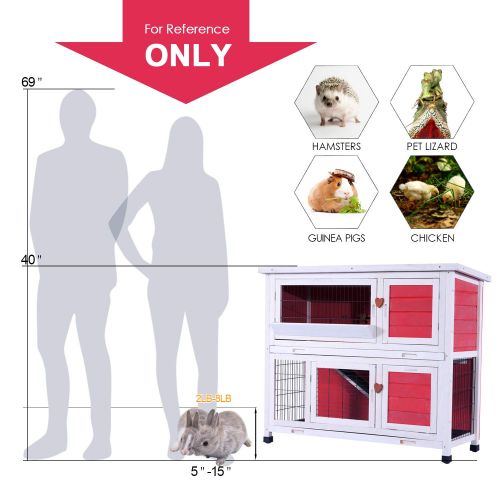  Lovupet 40 2-Story Bunny Rabbit Hutch-Guinea Pig House-Small Animal House 0323 (Red)