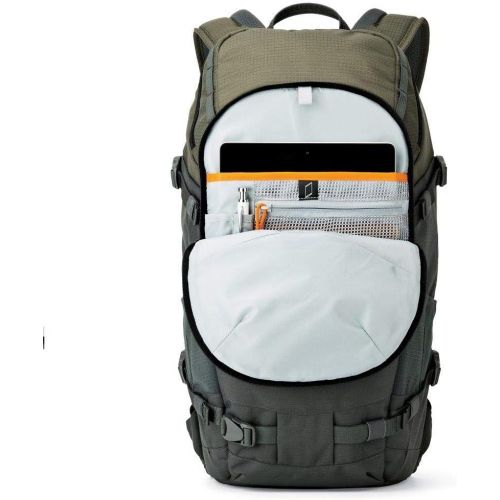  Lowepro LP37015-PWW, Flipside Trek BP 350 AW Backpack for Camera, Stores DSLR with Lens Attached, Extra Lenses, Tripod, 10 Inch Tablet Grey/Dark Green