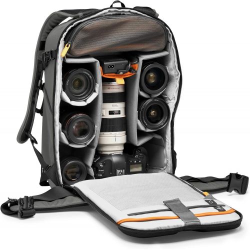  Lowepro Flipside BP 400 AW III Mirrorless and DSLR Camera Backpack - Dark Grey - with Rear Access - with Side Access - with Adjustable Dividers - for Mirrorless Like Sony α7 - LP37