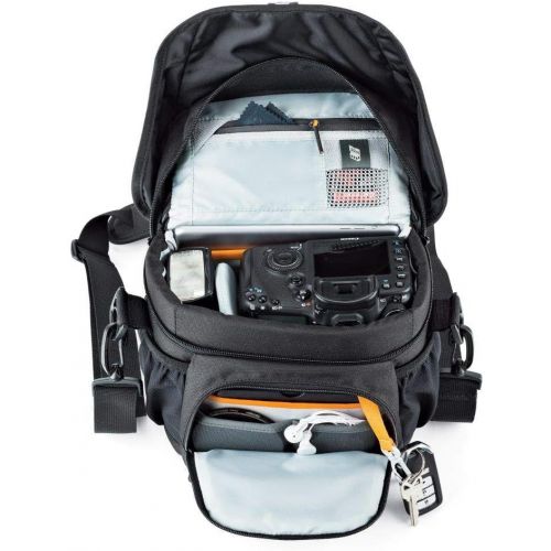  Lowepro LP37119, Nova 160 AW II Camera Bag, Customizable, Portable, Fits DSLR with Attached Lens, Compact Drone, 1 2 Additional Lenses, Flash, Black