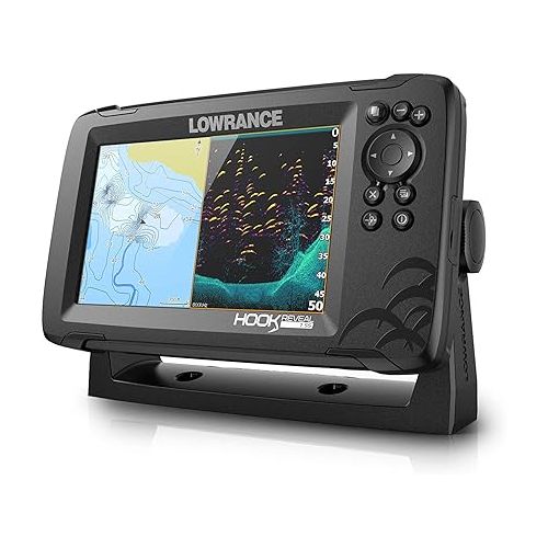  Lowrance Hook Reveal 7 Inch Fish Finders with Transducer, Plus Optional Preloaded Maps
