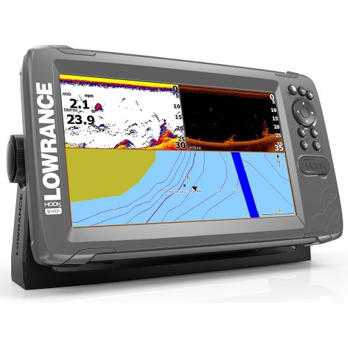  Lowrance HOOK2 9-9 ChartplotterFishfinder with SplitShot Transom Mount Transducer and US Inland Maps