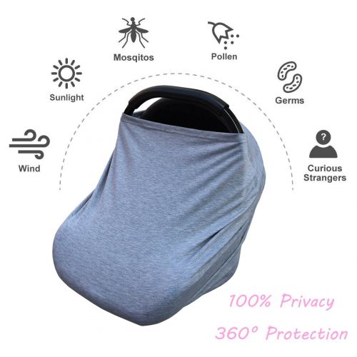  Loyuuy Baby Car Seat Cover - Nursing Cover - Stroller, Carseat Canopy Cover for Girls and Boys - Infant Car Seat Cover for Babies - Stretchy Baby Carrier Cover Breastfeeding Cover (Grey)