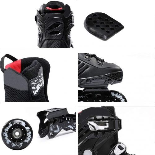  Lq QL Professional Speed Inline Skates Women Men Competition Roller Skating Shoes Racing Patines,3 Colors (Color : Black, Size : 41 EU8 US7 UK25.5cm JP)