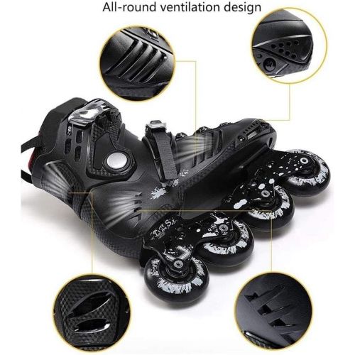  Lq QL Professional Speed Inline Skates Women Men Competition Roller Skating Shoes Racing Patines,3 Colors (Color : Black, Size : 41 EU8 US7 UK25.5cm JP)