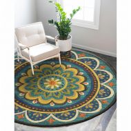 LR Resources Dazzle Blooming Floral Medallion Indoor Round Rug ( 6 ft x 6 ft )