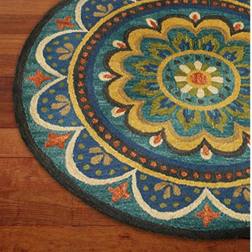  LR Resources Dazzle Blooming Floral Medallion Indoor Round Rug ( 6 ft x 6 ft )