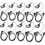 Lsgoodcare 2-Pin Advanced G Shape Police Earpiece Headset PTT with Mic Compatible for Motorola 2 Way Radio CP040 CP200 XTNi DTR VL50 Walkie Talkie Earphone -Pack of 10