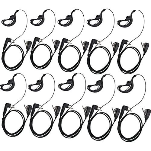  Lsgoodcare 2-Pin Advanced G Shape Police Earpiece Headset PTT with Mic Compatible for Motorola 2 Way Radio CP040 CP200 XTNi DTR VL50 Walkie Talkie Earphone -Pack of 10