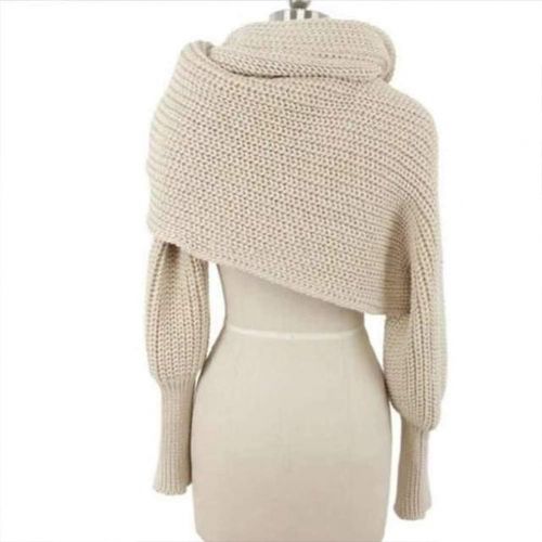  Lshylock Women Knitted Wrap Scarf, Scarf Warm Knit Sweater Tops Scarf with Sleeve Wrap Scarf Shawl Scarves Scarf Cape Shawl