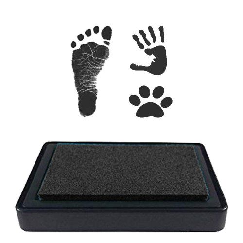  Lsushine Ink Pad for Baby Footprint, Baby Handprint, Paw Print Pad, Create Impressive Keepsake Stamp, Non-Toxic Ink pad, Perfect Baby Shower Registry Gift for Boys and Girls (Black)