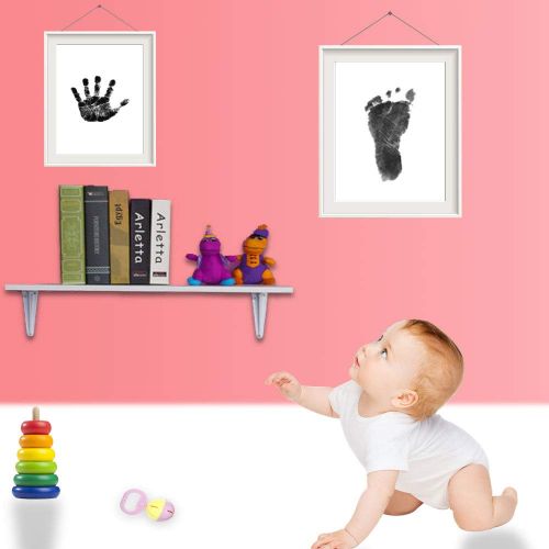  Lsushine Ink Pad for Baby Footprint, Baby Handprint, Paw Print Pad, Create Impressive Keepsake Stamp, Non-Toxic Ink pad, Perfect Baby Shower Registry Gift for Boys and Girls (Black)