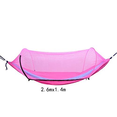  Lsxlsd Camping Hammock with Mosquito Net-Portable-Outdoor, Hiking, Backpacking, Traveling,Beach,Garden-2.6m(8.5foot) x1.4m(4.6foot)-Pink Fight Lake Blue
