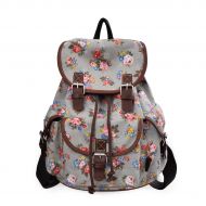 Lt Tribe Casual Floral Canvas Bag School College Backpack for Girls Black G00163