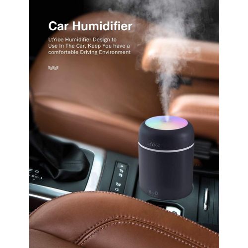  LtYioe Colorful Cool Mini Humidifier, USB Personal Desktop Humidifier for Car, Office Room, Bedroom,etc. Auto Shut-Off, 2 Mist Modes, Super Quiet. (Navy)(Black)